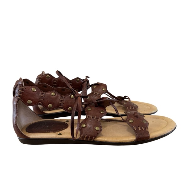 FRYE Brown Laney Lace Leather Lace Up Sandals 8.5 - Picture 1 of 7